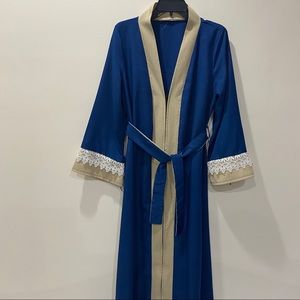 Blue Beige Maxi Islamic Abaya Dress